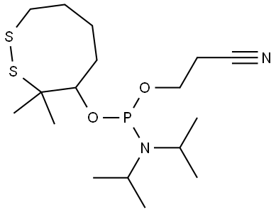 2-cyanoethyl (3,3-dimethyl-1,2-dithiocan-4-yl) diisopropylphosphoramidite Structure