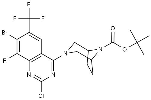 tert-butyl 3-[7-bromo-2-chloro-8-fluoro-6-(trifluoromethyl)quinazolin-4-yl]-3,8-diazabicyclo[3.2.1]octane-8-carboxylate Structure