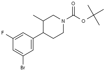 tert-butyl 4-(3-bromo-5-fluorophenyl)-3-methylpiperidine-1-carboxylate Struktur