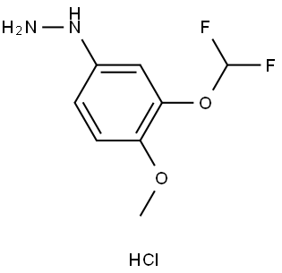 Hydrazine, [3-(difluoromethoxy)-4-methoxyphenyl]-, hydrochloride (1:1) Struktur