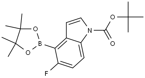 tert-Butyl 5-fluoro-4-(4,4,5,5-tetramethyl-1,3,2-dioxaborolan-2-yl)-1H-indole-1-carboxylate Struktur