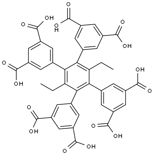 4',5'-bis(3,5-dicarboxyphenyl)-3',6'-diethyl-[1,1':2',1''-terphenyl]-2,3'',5,5''-tetracarboxylic acid Structure