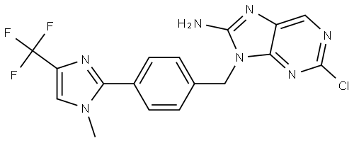 2-chloro-9-(4-(1-methyl-4-(trifluoromethyl)-1H-imidazol-2-yl)benzyl)-7,9-dihydro-8H-purin-8-imine Structure