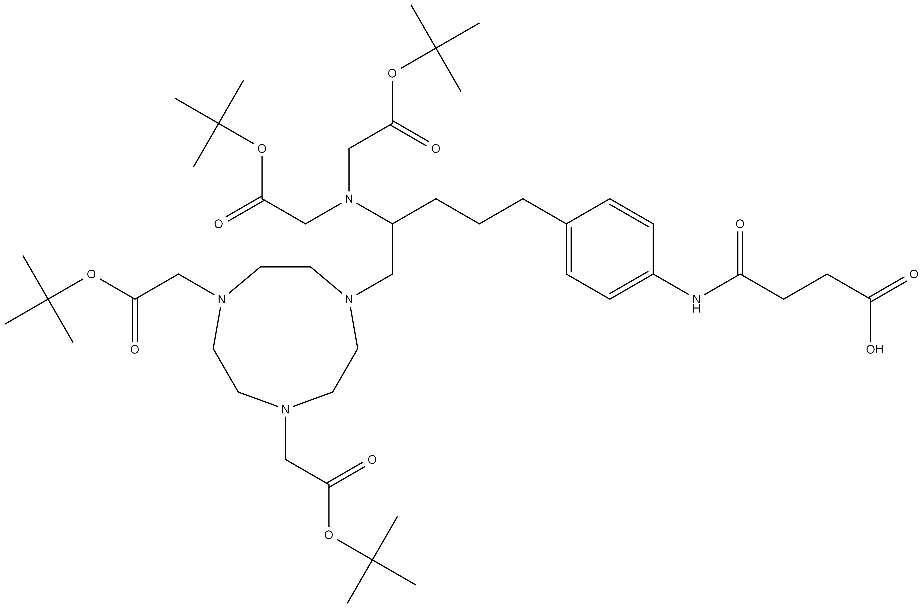 1H-1,4,7-Triazonine-1,4(5H)-diacetic acid, 7-[2-[bis[2-(1,1-dimethylethoxy)-2-oxoethyl]amino]-5-[4-[(3-carboxy-1-oxopropyl)amino]phenyl]pentyl]hexahydro-, 1,4-bis(1,1-dimethylethyl) ester Structure