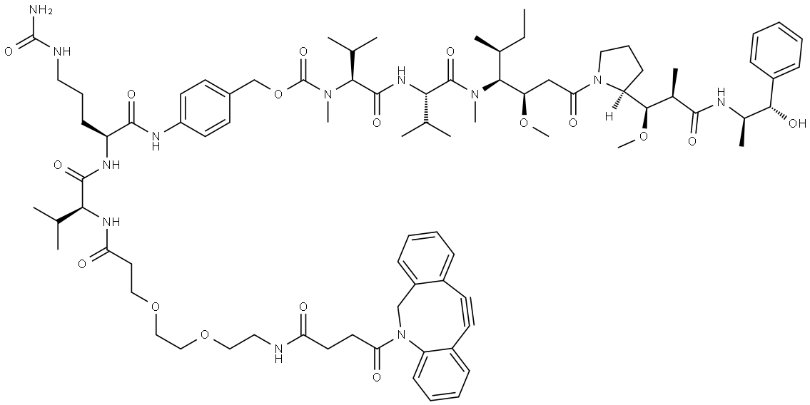 DBCO-PEG2-Val-Cit-PAB-MMAE Structure
