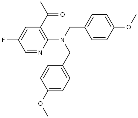 1-(2-(bis(4-methoxybenzyl)amino)-5-fluoropyridin-3-yl)ethan-1-one Struktur