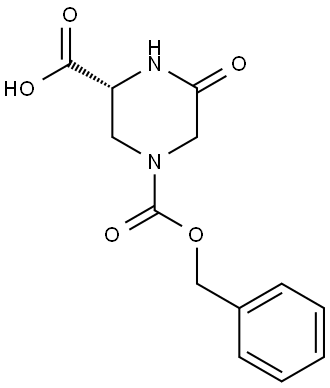(R)-4-(benzyloxycarbonyl)-6-oxopiperazine-2-carboxylic acid Struktur