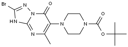 1-Piperazinecarboxylic acid, 4-(2-bromo-1,7-dihydro-5-methyl-7-oxo[1,2,4]triazolo[1,5-a]pyrimidin-6-yl)-, 1,1-dimethylethyl ester Structure