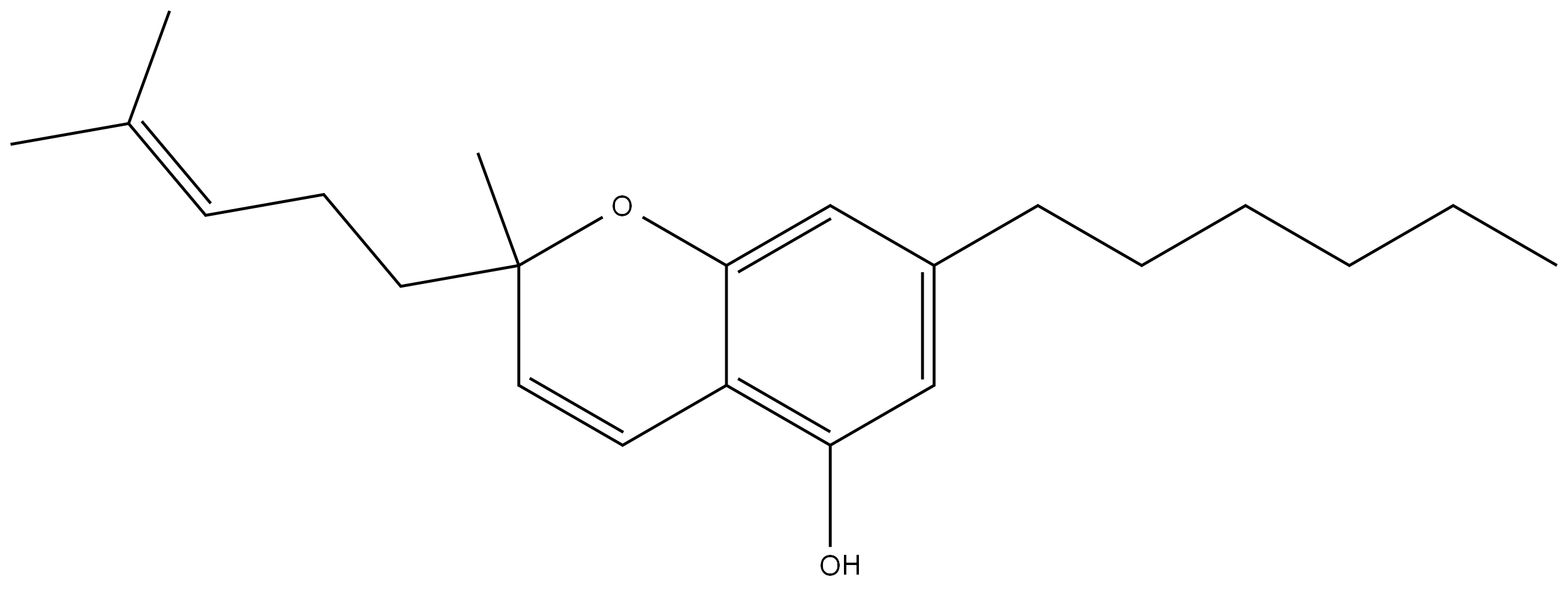 2H-1-Benzopyran-5-ol, 7-hexyl-2-methyl-2-(4-methyl-3-penten-1-yl)-,2871742-61-7,结构式