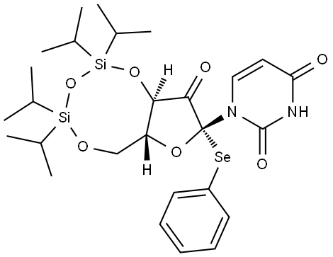 2,4(1H,3H)-Pyrimidinedione, 1-[1-C-(phenylseleno)-3,5-O-[1,1,3,3-tetrakis(1-methylethyl)-1,3-disiloxanediyl]-α-D-erythro-pentofuranos-2-ulos-1-yl]- (9CI)