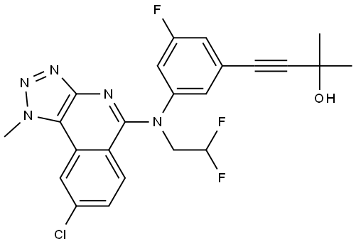 4-[3-[(8-Chloro-1-methyl-1H-[1,2,3]triazolo[4,5-c]isoquinolin-5-yl)(2,2-difluoroethyl)amino]-5-fluorophenyl]-2-methyl-3-butyn-2-ol Structure