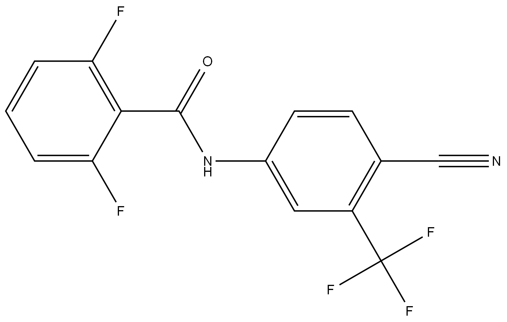 Benzamide, N-[4-cyano-3-(trifluoromethyl)phenyl]-2,6-difluoro-,288859-86-9,结构式