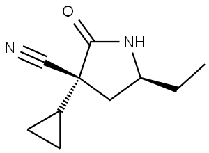 (3R,5S)-3-cyclopropyl-5-ethyl-2-oxo-pyrrolidine-3-carbonitrile Struktur
