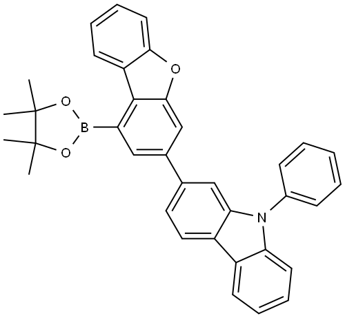 9H-Carbazole, 9-phenyl-2-[1-(4,4,5,5-tetramethyl-1,3,2-dioxaborolan-2-yl)-3-dibenzofuranyl]-,2891899-05-9,结构式