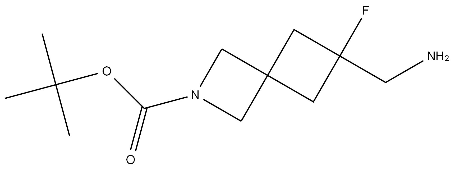 6-(氨甲基)-6-氟-2-氮杂螺[3.3]庚烷-2-羧酸叔丁酯,2901084-72-6,结构式
