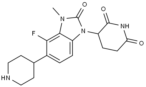 3-[4-fluoro-3-methyl-2-oxo-5-(4-piperidyl)benzimidazol-1-yl]piperidine-2,6-dione Struktur