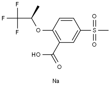 Benzoic acid, 5-(methylsulfonyl)-2-[(1R)-2,2,2-trifluoro-1-methylethoxy]-, sodium salt Struktur