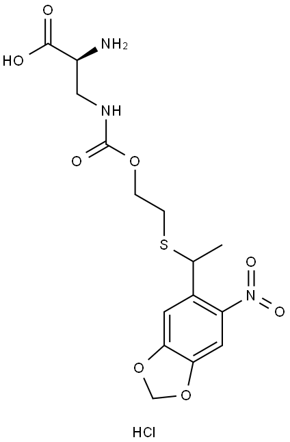 (2S)-2-Amino-3-[[[2-[[1-(6-nitrobenzo[d][1,3]dioxol-5-yl)ethyl]thio]ethoxy]carbonyl]amino]propanoic Acid Hydrochloride Struktur