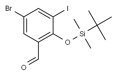 5-bromo-2-((tert-butyldimethylsilyl)oxy)-3-iodobenzaldehyde Structure