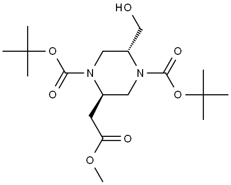 ditert-butyl (2R,5R)-2-(hydroxymethyl)-5-(2-methoxy-2-oxo-ethyl)piperazine-1,4-dicarboxylate,2920178-78-3,结构式