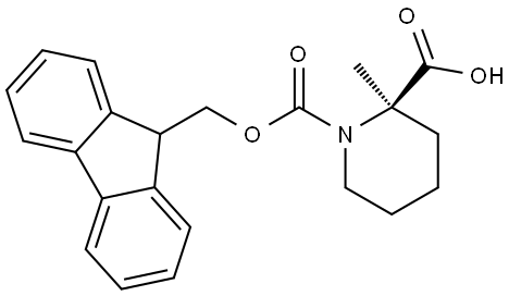 (2R)-1-(9H-fluoren-9-ylmethoxycarbonyl)-2-methyl-piperidine-2-carboxylic acid 结构式