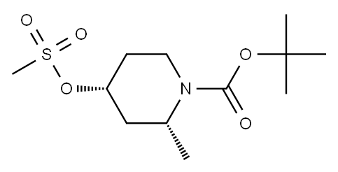 tert-butyl (2R,4R)-2-methyl-4-methylsulfonyloxy-piperidine-1-carboxylate 结构式