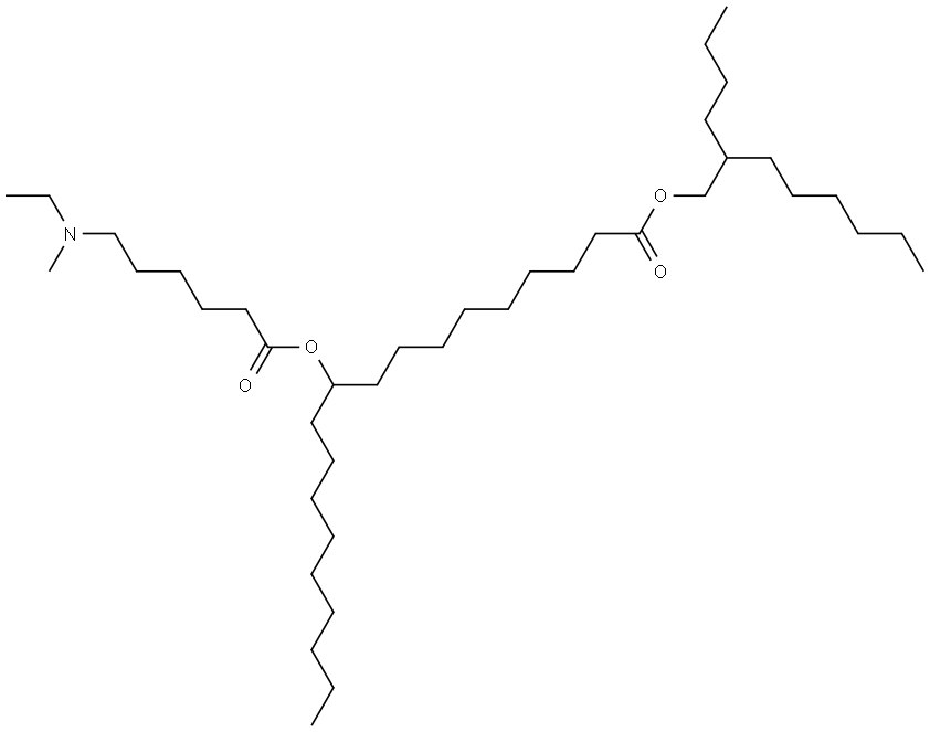 2-butyloctyl 10-((6-(ethyl(methyl)amino)hexanoyl)oxy)nonadecanoate Structure