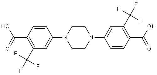 4,4'-(piperazine-1,4-diyl)bis(2-(trifluoromethyl)benzoic acid) Structure