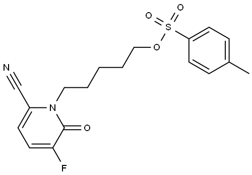 5-(6-cyano-3-fluoro-2-oxo-1-pyridyl)pentyl 4-methyl benzenesulfonate 结构式