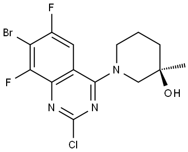 (R)-1-(7-bromo-2-chloro-6,8-difluoroquinazolin-4-yl)-3-methylpiperidin-3-ol Structure