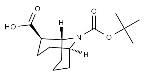 endo-9-tert-butoxycarbonyl-9-azabicyclo[3.3.1]nonane-2-carboxylic acid Struktur
