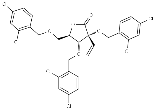 (3R,4R,5R)-3,4-bis[(2,4-dichlorophenyl)methoxy]-5-[(2,4-dichlorophenyl)methoxymethyl]-3-vinyl-tetrahydrofuran-2-one Structure