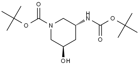 tert-butyl (3R,5R)-3-(tert-butoxycarbonylamino)-5-hydroxy-piperidine-1-carboxylate Structure