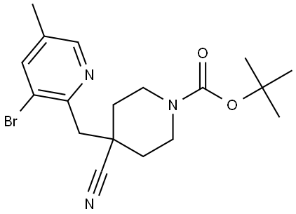 tert-butyl 4-[(3-bromo-5-methyl-2-pyridyl)methyl]-4-cyano-piperidine-1-carboxylate Struktur
