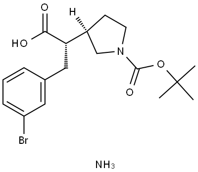 (S)-3-(3-bromophenyl)-2-((R)-1-(tert-butoxycarbonyl)pyrrolidin-3-yl)propanoic acid, ammonia salt Structure