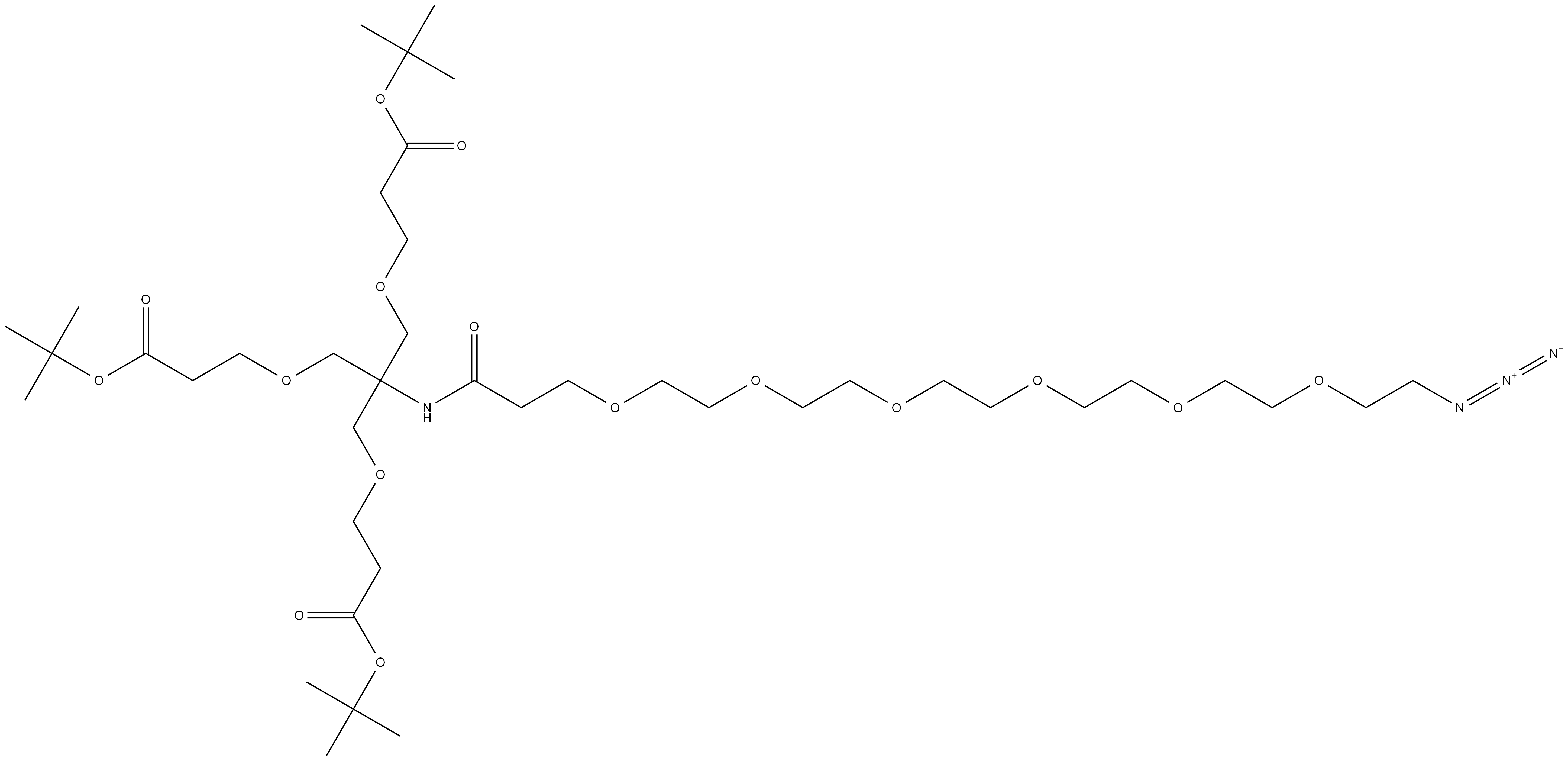 叠氮-六聚乙二醇-酰胺基-三-(叔丁氧基羰基乙氧基甲基)-甲烷, 2964543-40-4, 结构式