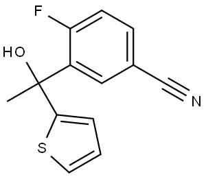 4-fluoro-3-(1-hydroxy-1-(thiophen-2-yl)ethyl)benzonitrile Struktur