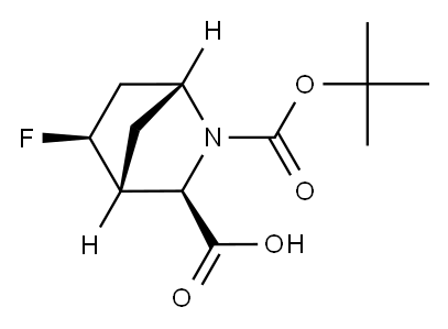 (1R,3R,4R,5S)-2-tert-butoxycarbonyl-5-fluoro-2-azabicyclo[2.2.1]heptane-3-carboxylic acid Struktur