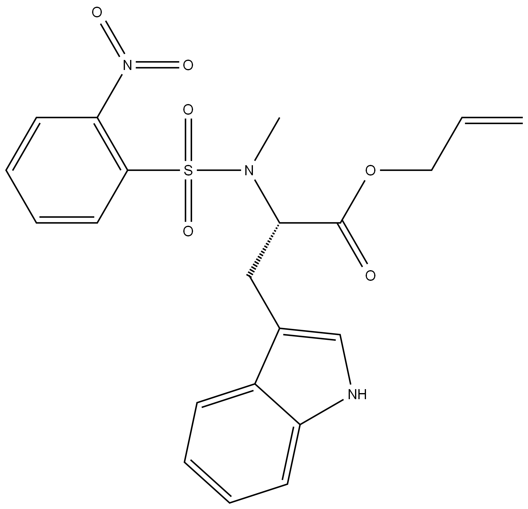 allyl N<font face="Symbol">a</font>-methyl-N<font face="Symbol">a</font>-((2-nitrophenyl)sulfonyl)-L-tryptophanate,2971012-35-6,结构式