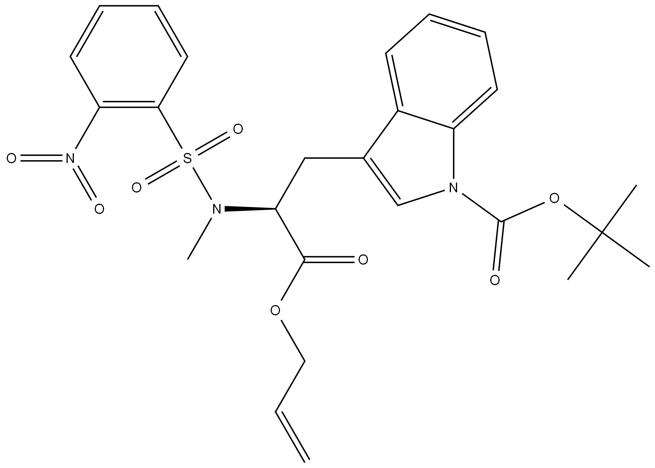 tert-butyl (S)-3-(3-(allyloxy)-2-((N-methyl-2-nitrophenyl)sulfonamido)-3-oxopropyl)-1H-indole-1-carboxylate Structure