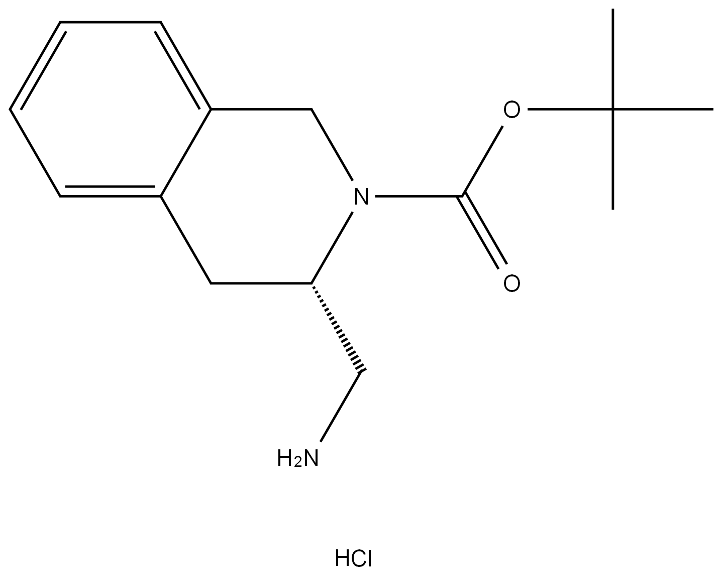 (S)-Tert-butyl 3-(aminomethyl)-3,4-dihydro-2(1H)-isoquinolinecarboxylate hydrochloride Structure