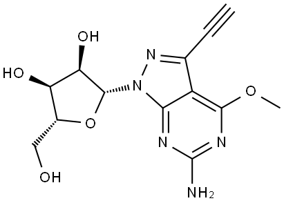 6-Amino-3-ethynyl-4-methoxy-1-(b-D-ribofuranosyl)-1H-pyrazolo[3,4-d]pyrimidine Structure