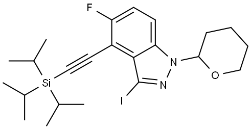 5-氟-3-碘-1-(四氢2H-吡喃-2-基)-4-((三异丙基甲硅烷基)乙炔基)-1H-吲唑 结构式