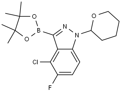 4-氯-5-氟-1-(四氢-2H-吡喃-2-基)-3-(4,4,5,5-四甲基-1,3,2-二噁硼烷-2-基)-1H-吲唑 结构式