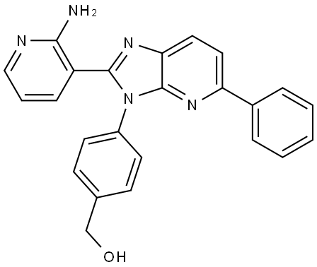 Benzenemethanol, 4-[2-(2-amino-3-pyridinyl)-5-phenyl-3H-imidazo[4,5-b]pyridin-3-yl]- Structure