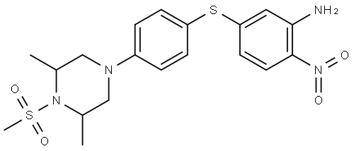 5-((4-(3,5-dimethyl-4-(methylsulfonyl)piperazin-1-yl)phenyl)thio)-2-nitroaniline 结构式