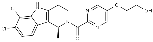 (S)-(6,7-dichloro-1-methyl-1,3,4,5-tetrahydro-2H-pyrido[4,3-b]indol-2-yl)(5-(2-hydroxyethoxy)pyrimidin-2-yl)methanone 结构式