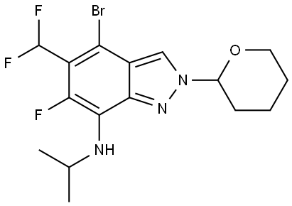 4-bromo-5-(difluoromethyl)-6-fluoro-N-isopropyl-2-(tetrahydro-2H-pyran-2-yl)-2H-indazol-7-amine,2990580-82-8,结构式