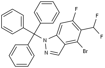 4-bromo-5-(difluoromethyl)-6-fluoro-1-trityl-1H-indazole,2990581-01-4,结构式