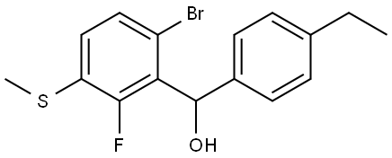 (6-bromo-2-fluoro-3-(methylthio)phenyl)(4-ethylphenyl)methanol Struktur